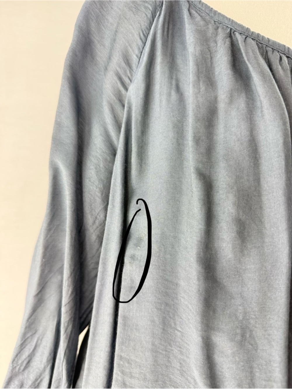 Tempo Paris Light Steel Blue Silk Blend Tiered Peasant Blouse - Picture 7 of 13